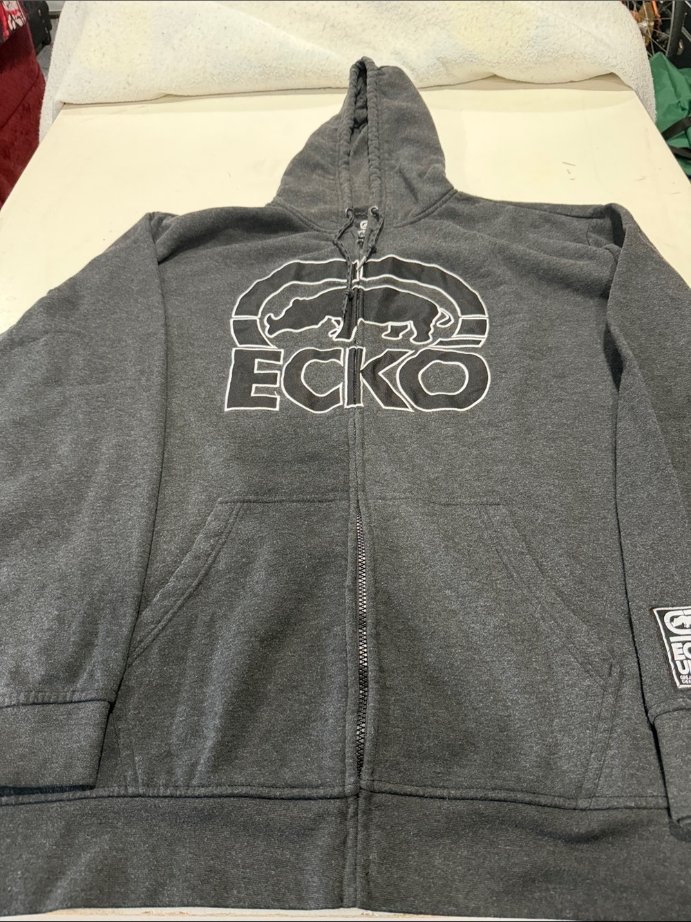 Ecko Unlimited Dark Gray Full-Zip Hoodie with Logo
